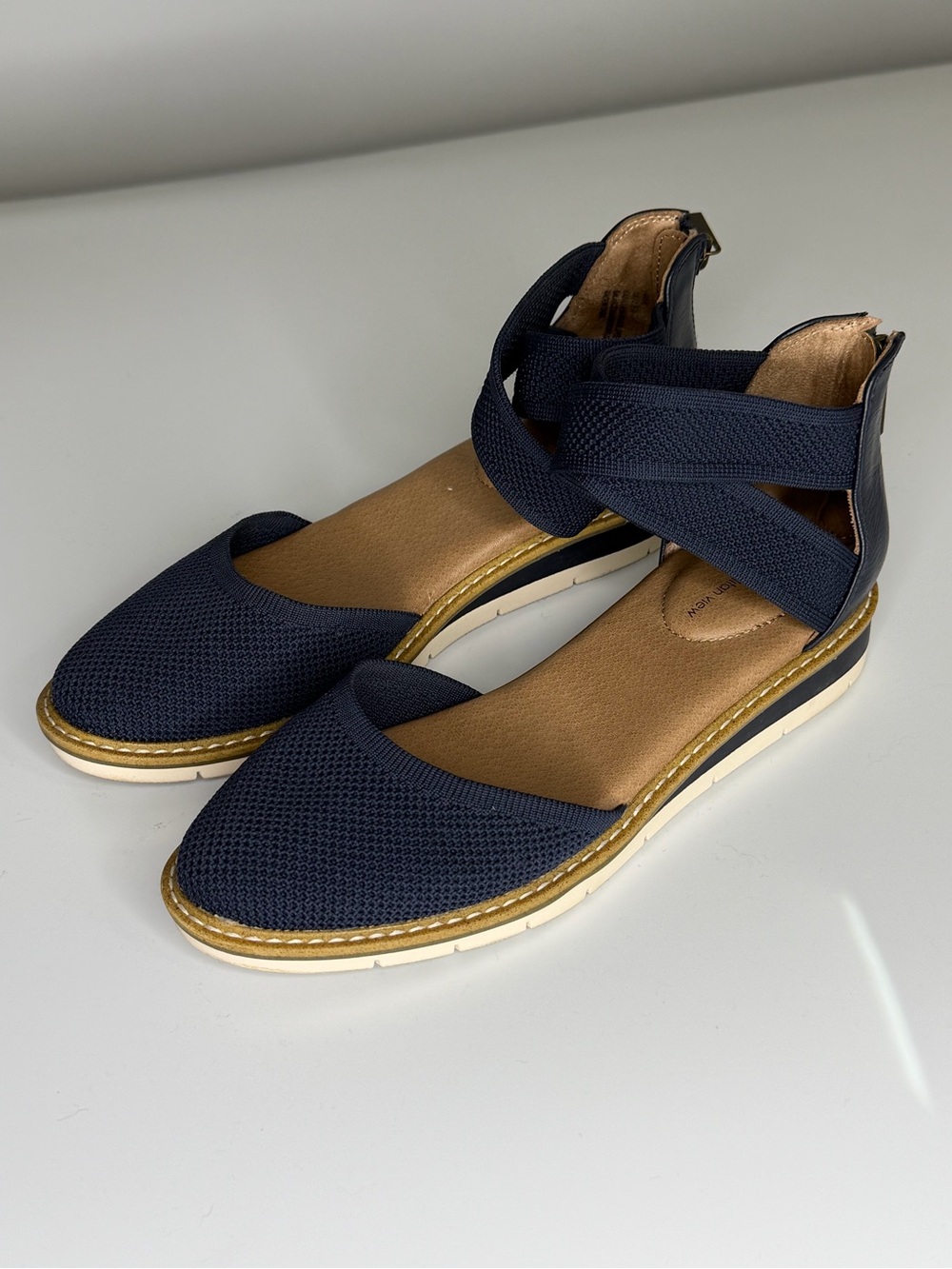 Metropolitan View Ankle-Strap Navy Espadrille Flats Sz 6M